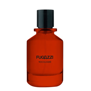 Fugazzi - Nocologne zeigt leuchtend orangenes Flakon mit schlichtem schwarzen Verschluss vor weißem Hintergrund