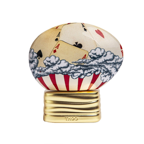 THoO - Crazy Collection - Gambling Parfumflakon mit Spielkarten- und Wolkenmotiv auf goldenem Sockel