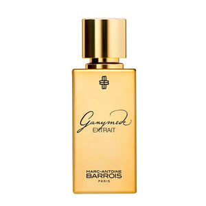 Marc-Antoine Barrois - Ganymede - Extrait de Parfum in golden glänzendem Flakon vor weißem Hintergrund