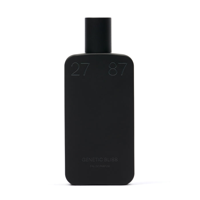 27 87 Perfumes - Next Generation - genetic bliss schwarzer minimalistischer Flakon vor weißem Hintergrund