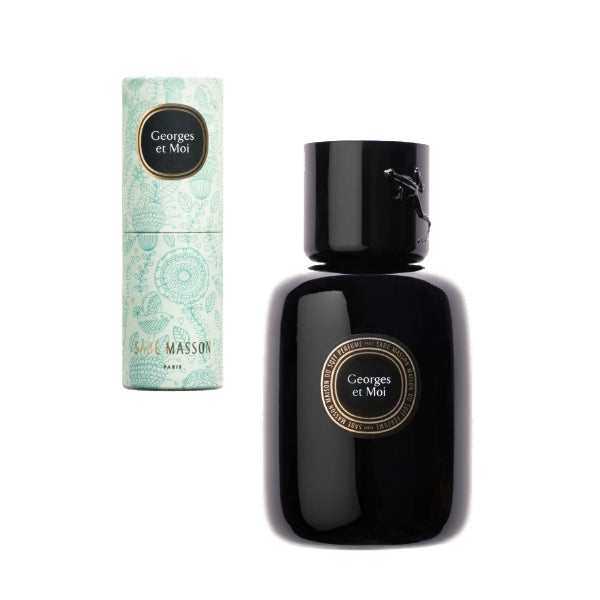 Sabé Masson - Georges et Moi - La Rencontre Parfumflasche in elegant schwarzem Design mit zart gemusterter Verpackung