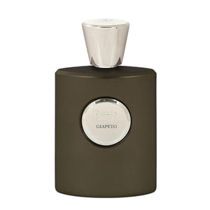 Giardino Benessere - Giapeto Parfumflakon in dunklem Design mit silbernem Verschluss und rundem Emblem auf Vorderseite