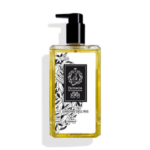 Farmacia SS. Annunziata - Giardino dell'Iris - Duschgel in rechteckiger Flasche mit schwarzem Pumpspender und floralem Design