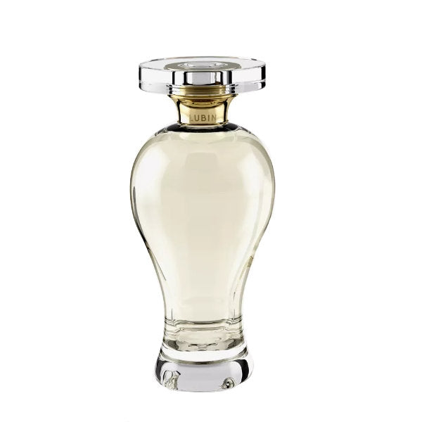 Lubin - Gin Fizz elegante klarflasche mit rundem verschluss und dezenter goldener dekor vor weißem hintergrund