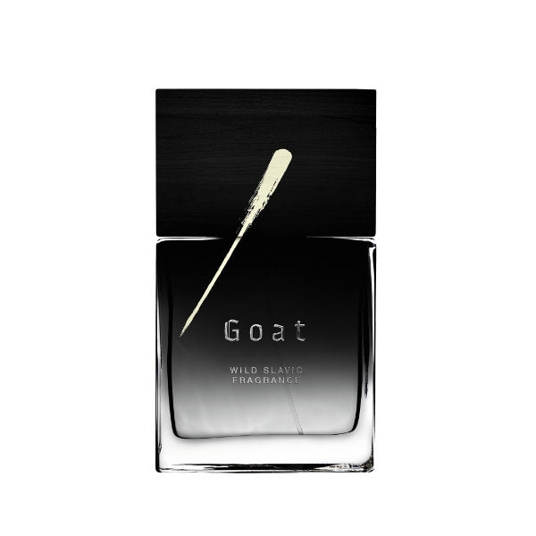 Wolf Brothers - Goat Parfumflakon in schwarz-grauem Verlauf mit schwarzem Holzverschluss und minimalistischer Gestaltung vor weißem Hintergrund