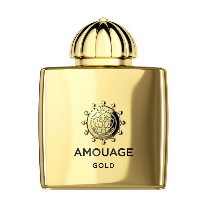 Amouage - Gold Woman luxuriöser Parfümflakon in glänzendem Gold mit markantem Deckel und orientalischer Eleganz