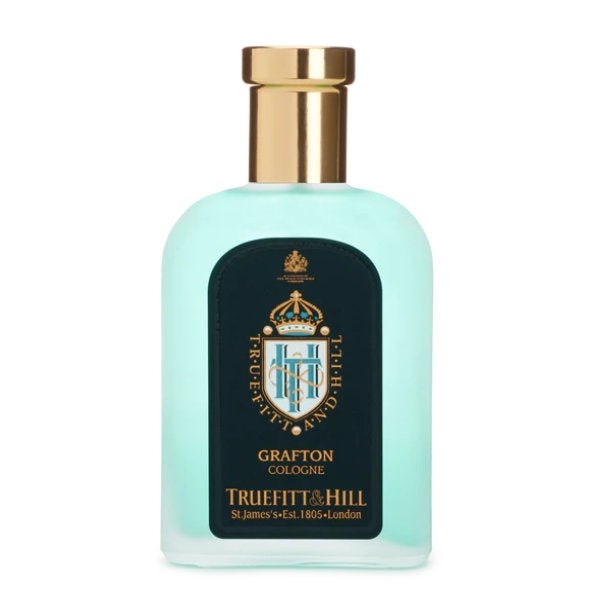 Truefitt & Hill - Grafton - Cologne Flakon mit goldfarbenem Verschluss und elegantem türkisfarbenem Glas in klassischem Stil