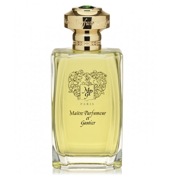 Maître Parfumeur et Gantier - Grain de Plaisir eleganter Flakon mit goldfarbenem Verschluss und feinem Emblem auf hellem Hintergrund