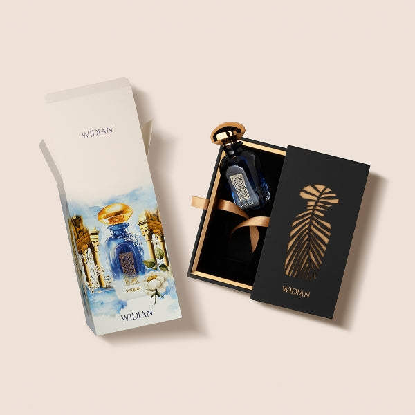 Widian - Sapphire Collection - Granada Parfumflakon in blau mit goldenem Verschluss und edler Verpackung
