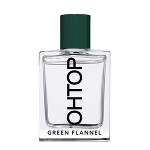 OHTOP - Green Flannel Parfumflakon mit klarem Glas und grünem Verschluss in minimalistischem Design