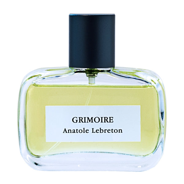 Anatole Lebreton - Grimoire Parfumflakon mit klarem Glas und schwarzem Verschluss vor weißem Hintergrund