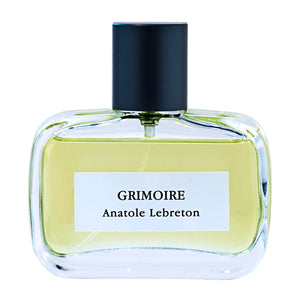 Anatole Lebreton - Grimoire Parfumflakon mit klarem Glas und schwarzem Verschluss vor weißem Hintergrund