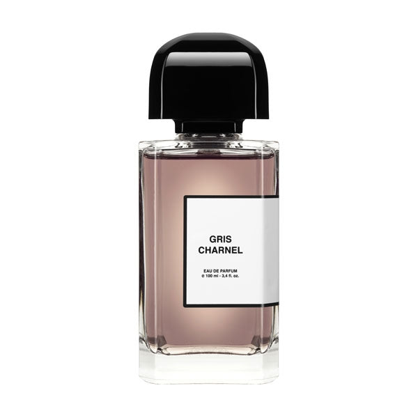 bdk Parfums - Collection Parisienne - Gris Charnel klarer Flakon mit schwarzem Verschluss und schlichtem Etikett auf weißem Hintergrund