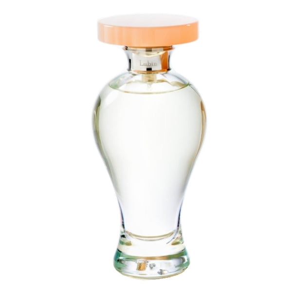 Lubin - Grisette Parfümflakon mit transparentem Glas und pastellfarbenem Deckel vor weißem Hintergrund