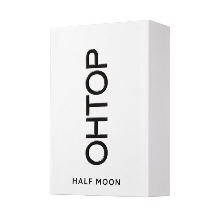 OHTOP - Half Moon minimalistische weiße Verpackung mit klarer Typografie für elegantes und schlichtes Design