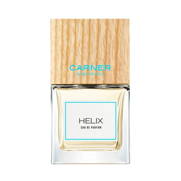 Carner Barcelona - Helix Parfumflakon mit klarem Glas und hellem Holzdeckel, schlicht und elegant gestaltet