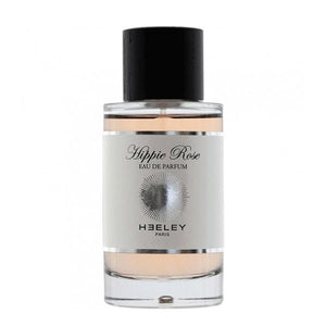 Heeley - Hippie Rose Parfumflakon mit schwarzem Holzverschluss und schlichtem weißem Etikett vor weißem Hintergrund