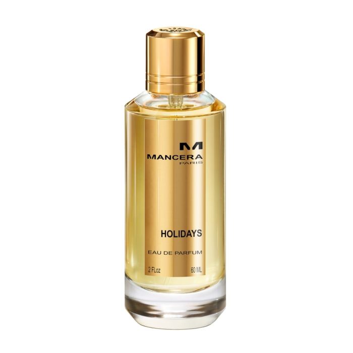 Mancera - Holidays Eau de Parfum in schlichtem, edlem Flakon mit goldfarbenem Akzent und warmem Duftinhalt