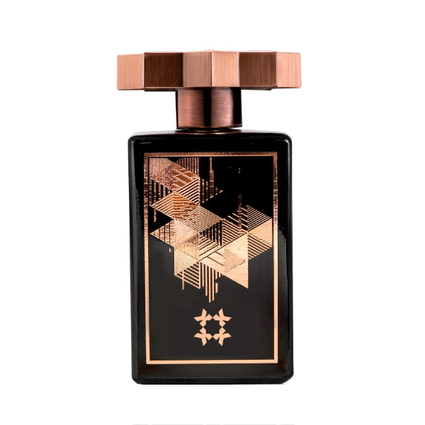 Kajal - Homme III edler schwarzer Flakon mit kupferfarbenem geometrischem Muster und markantem Verschluss