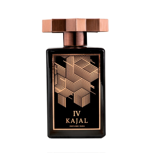 Kajal - Homme IV eleganter schwarzer Flakon mit kupferfarbenem geometrischem Muster und markantem achteckigem Verschluss