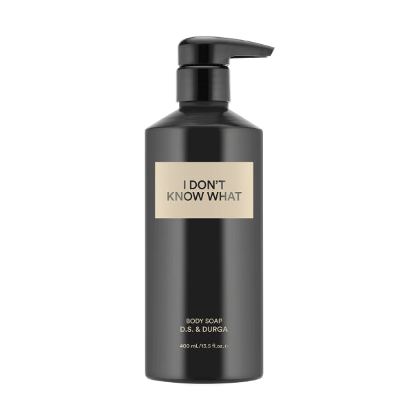D.S. & Durga - I Don't Know What - Body Soap in schwarzem Flakon mit cremefarbenem Etikett und Pumpverschluss, 400 ml