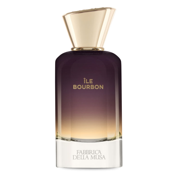 Fabbrica della Musa - Île Bourbon Parfümflakon mit Farbverlauf von Dunkellila zu Bernstein und goldfarbenem Verschluss