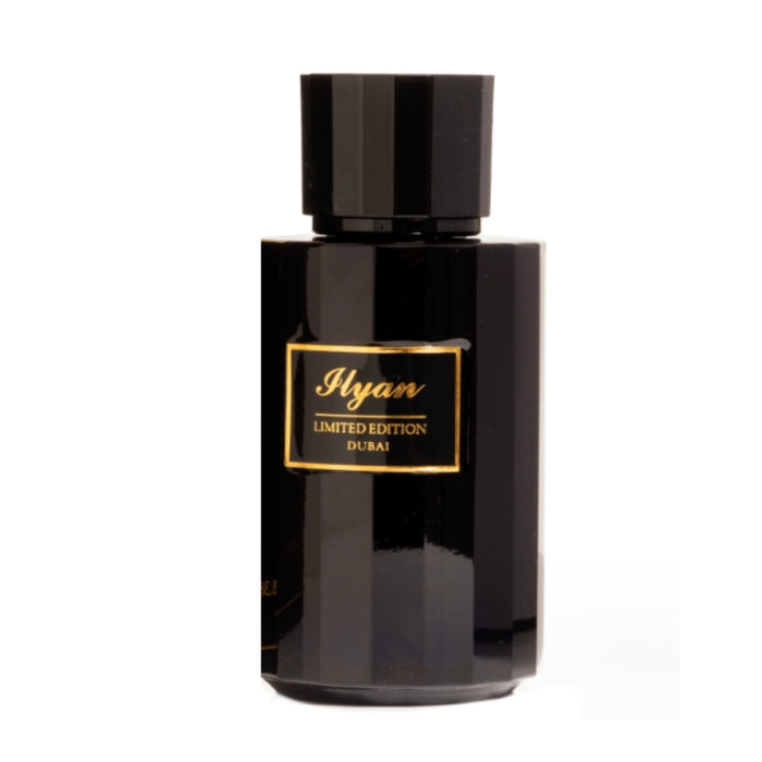 Imperial Parfums - Ilyan Flakon in tiefschwarzem Design mit elegantem goldfarbenem Etikett und luxuriöser Ausstrahlung
