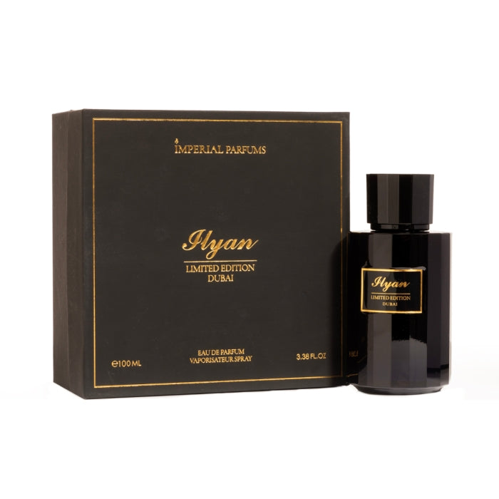 Imperial Parfums - Ilyan in elegantem schwarz-goldenem Design mit luxuriösem Flakon und edler Verpackung präsentiert