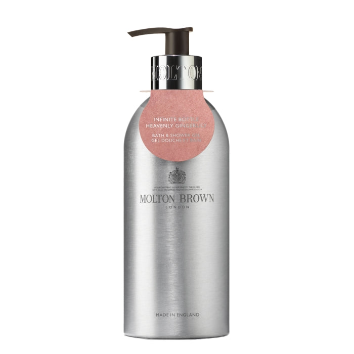 Molton Brown - Heavenly Gingerlily Bath & Shower Gel - Infinite Bottle mit weiß-blumigem Duft in edler nachfüllbarer Edelstahlflasche