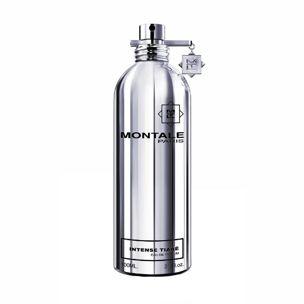 Montale - Intense Tiare Flakon in spiegelndem Silber mit klarer Typografie und elegantem Design vor weißem Hintergrund