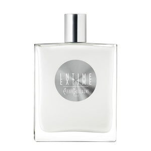 Pierre Guillaume - White Collection - Intime.Extime Parfumflakon in weiß mit silbernem Verschluss auf hellem Hintergrund