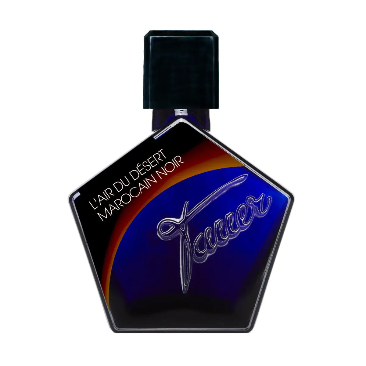 Andy Tauer - L'Air du Désert Marocain Noir - Elixir Flakon in kantiger Form mit blau-schwarzer Farbgebung und schwarzem Deckel