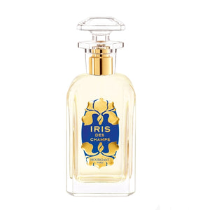 Houbigant - Iris des Champs Parfumflakon mit klarem Glas, goldenem Verschluss und blau-goldenem floralen Etikett