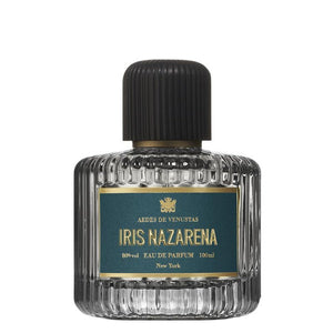 Aedes de Venustas - Iris Nazarena eleganter Glasflakon mit geriffeltem Design und dunkelgrünem goldakzentuiertem Etikett