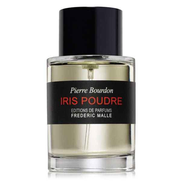 Frédéric Malle - Iris Poudre Parfumflakon mit schwarzem Verschluss und goldgelber Flüssigkeit vor weißem Hintergrund