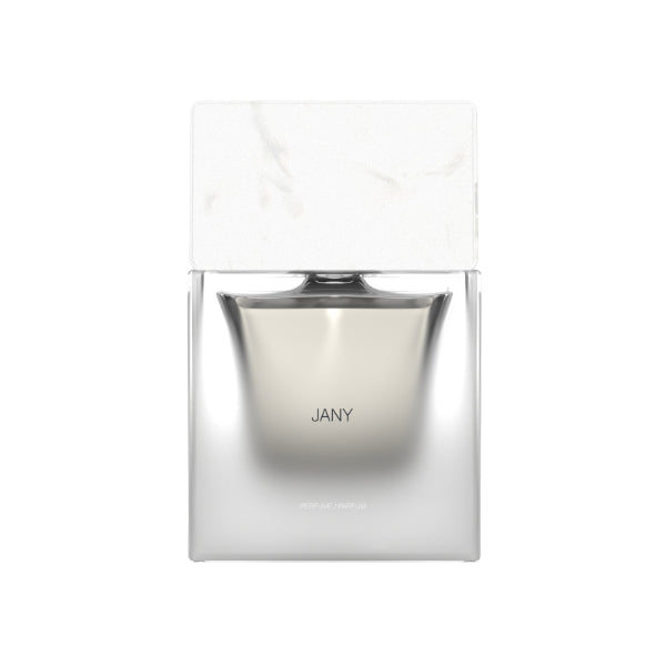 Sora Dora - White Collection - Jany eleganter quadratischer Flakon in Weiß und Silber mit minimalistischem Design