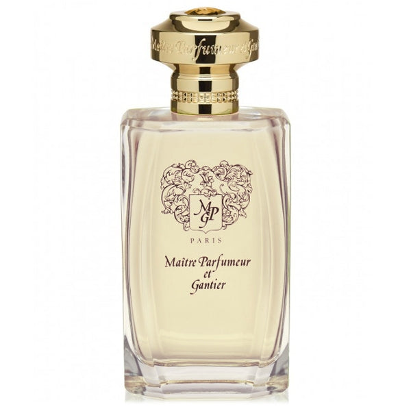Maître Parfumeur et Gantier - Or des Indes edler Flakon mit goldfarbenem Verschluss und filigranem Emblem vor weißem Hintergrund