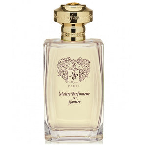 Maître Parfumeur et Gantier - Or des Indes edler Flakon mit goldfarbenem Verschluss und filigranem Emblem vor weißem Hintergrund