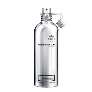 Montale - Jasmin Full silberner, glänzender Flakon mit elegantem Verschluss und markantem Logo auf weißem Hintergrund