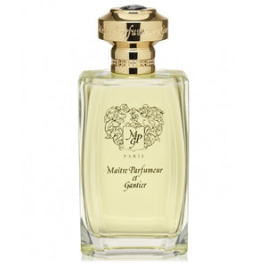 Maître Parfumeur et Gantier - Iris Bleu Gris Flakon mit goldfarbenem Verschluss und elegantem Logo auf klarem Glas