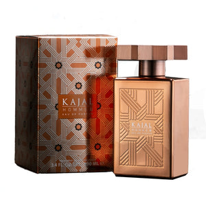 Kajal - Kajal Homme II holziger Flakon mit geometrischem Muster und passender dekorativer Verpackung in Bronzetönen