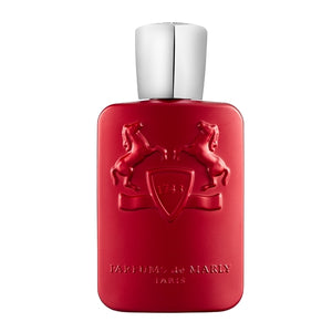 Parfums de Marly - Kalan Parfumflakon in kräftigem Rot mit silbernem Verschluss und geprägt springenden Pferden