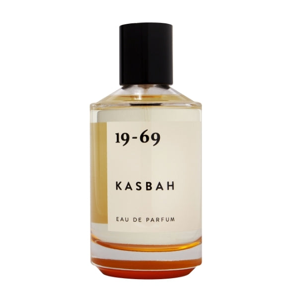 19-69 - Kasbah Parfumflakon mit klarem Glas und schwarzem Verschluss vor weißem Hintergrund