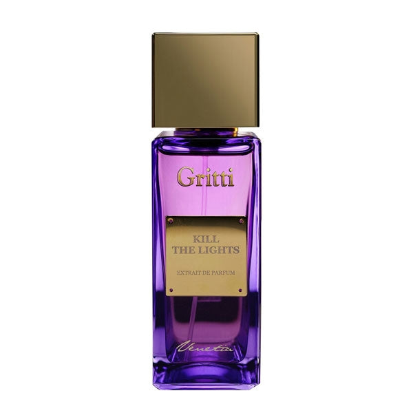 Gritti - Ivy Collection - Kill the Lights Parfumflakon in violett mit goldenem Verschluss und elegantem Label
