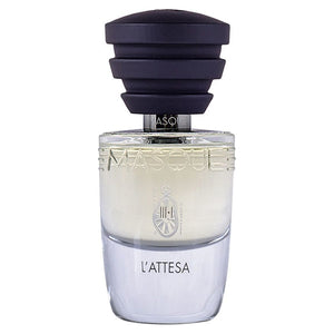 Masque Fragranze - Act III-I - L'Attesa Parfumflakon mit dunklem Deckel und klarer Flüssigkeit im Glasbehälter