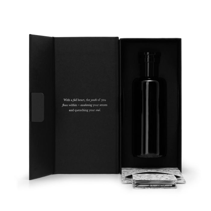 Argentum - L'Eau de Jouvence schwarze elegante Flasche in edler, aufklappbarer Geschenkbox mit geheimnisvollem Innentext