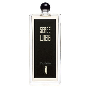 Serge Lutens - L'orpheline Parfumflakon mit schwarzem Etikett und rundem Verschluss in elegantem Design