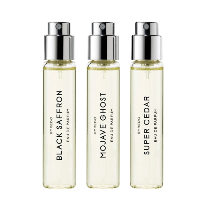 Byredo - La Sélection Boisée - Discovery Set mit drei eleganten Parfum-Sprays Black Saffron, Mojave Ghost und Super Cedar