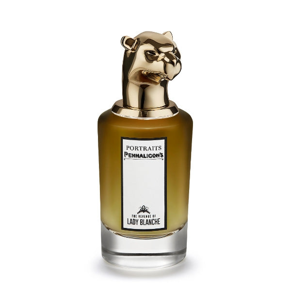 Penhaligon's - Portraits - The Revenge of Lady Blanche Flakon mit goldenem Tierkopf und elegantem bernsteinfarbenen Glasgefäß
