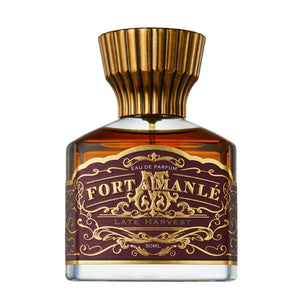 Fort & Manlé - Late Harvest Parfumflakon mit goldfarbenem Verschluss und dunkelrotem Etikett vor weißem Hintergrund